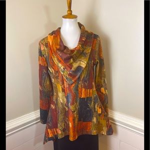 Dor Dor Couture Abstract Print Tunic Top M FREE SHIP